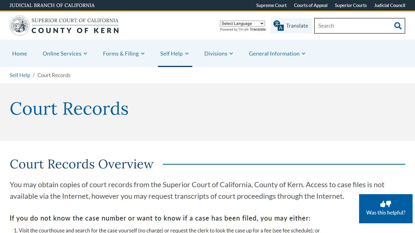 Court Records | Superior Court of California | County of Kern
